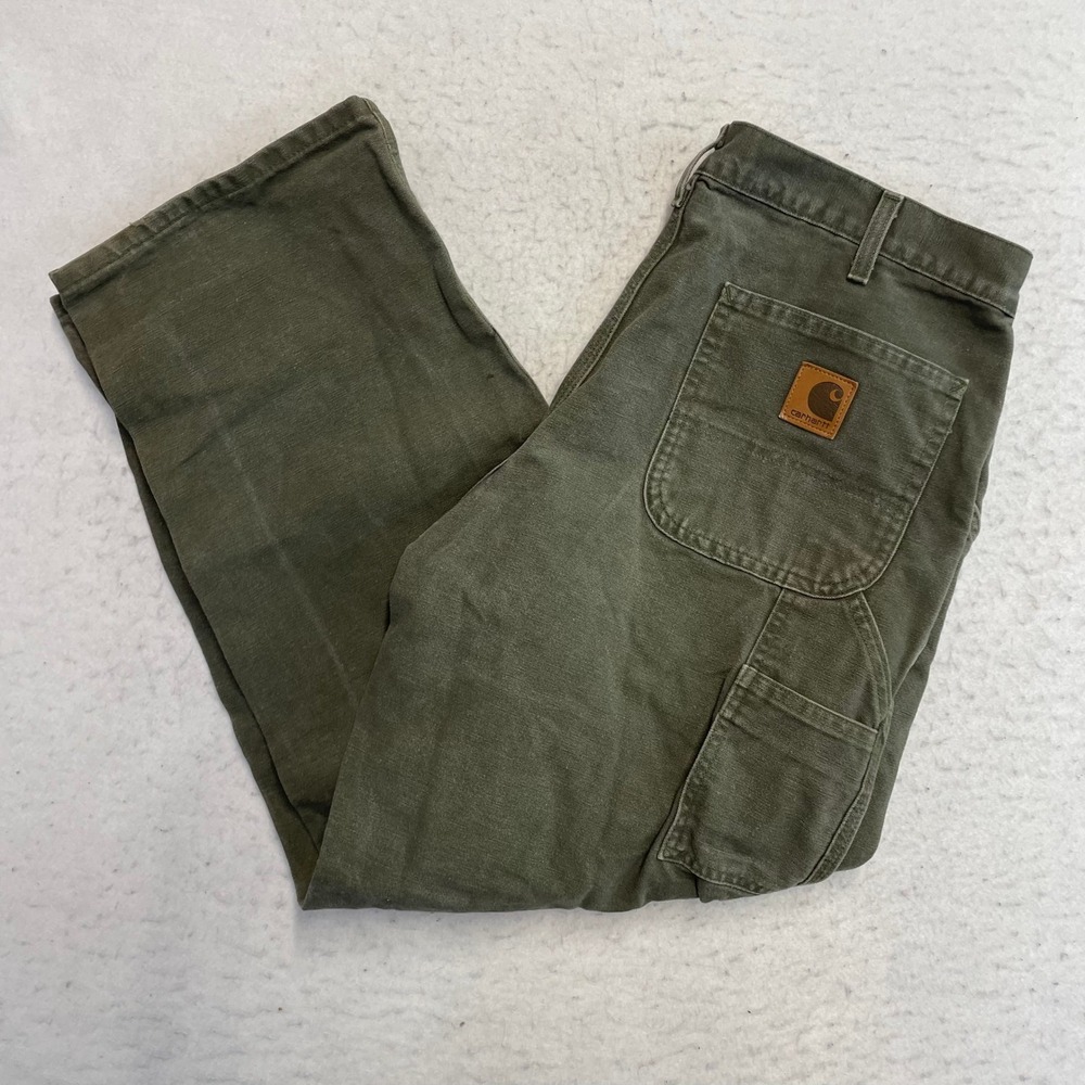 Carhartt B11 MOS Carpenter Pants Mens 36x30 Green Canvas Duck Work Dungaree